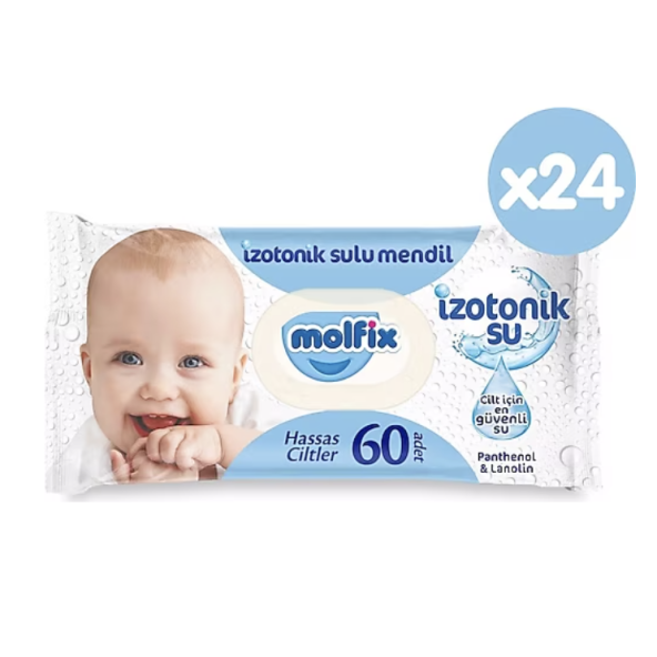 Molfix İzotonik Sulu Hassas Ciltler 60 Yaprak 24'lü Paket Islak Mendil