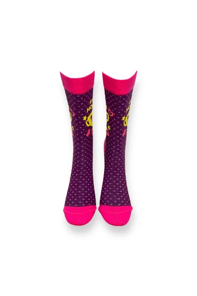 Me-vo Tekli Pembe Renkli Bay/Bayan Unisex Esnek Nem Alabilen Pamuklu Kupa Desenli Soket Çorap - Resim 3