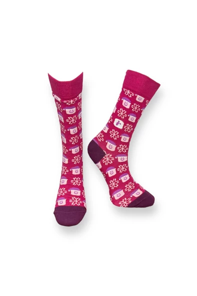 Me-vo Tekli Pembe Renkli Bay/Bayan Unisex Esnek Nem Alabilen Pamuklu Küp Desenli Soket Çorap