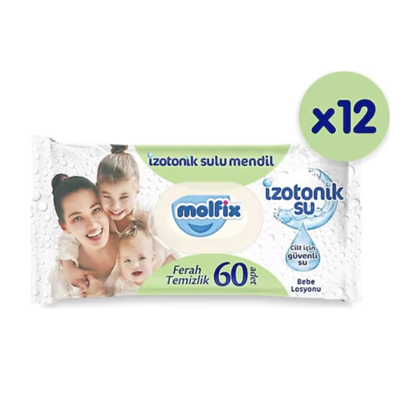 Molfix İzotonik Sulu Ferah Temizlik 60 Yaprak 12'li Paket Islak Mendil