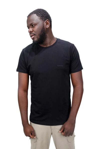 Erkek Bisiklet Yaka Standart Fit Siyah T-Shirt