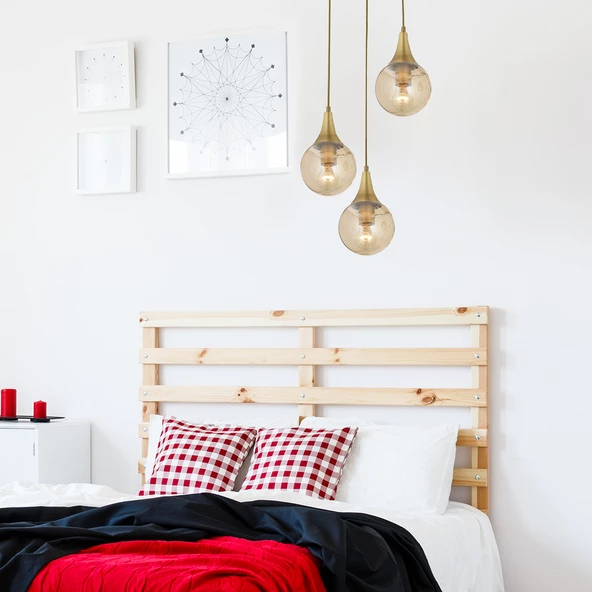 Apliqa Damla 3Lü Yuvarlak Bal Camlı Eskitme Modern Sarkıt, MutfakYatak odası Salon Sarkıt Avize - Resim 3