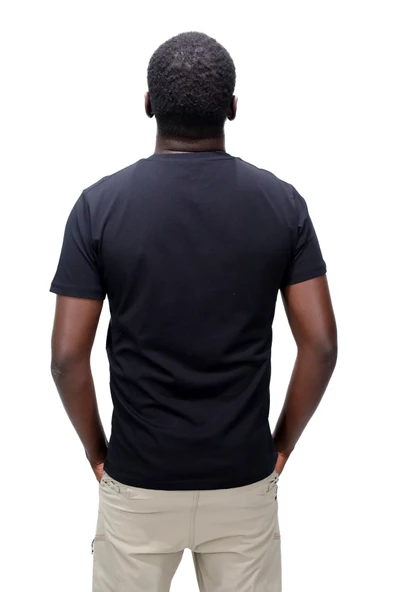 Erkek Bisiklet Yaka Standart Fit Siyah T-Shirt - 3