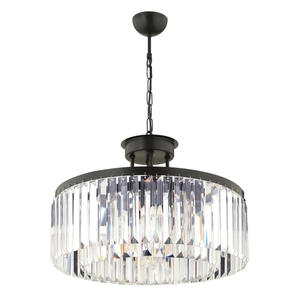 Kanvas 45'Lik Siyah Kristalli Taşlı Modern Tasarım Kristal Salon Avize - Resim 3