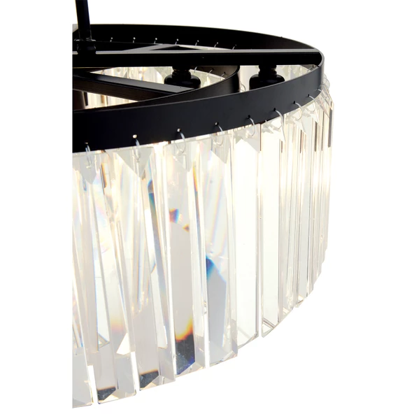 Kanvas 45'Lik Siyah Kristalli Taşlı Modern Tasarım Kristal Salon Avize - Resim 7