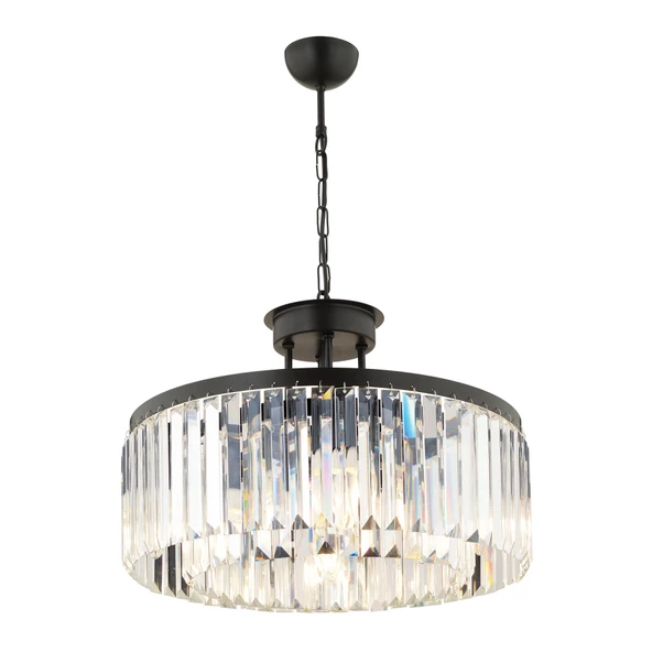 Kanvas 45'Lik Siyah Kristalli Taşlı Modern Tasarım Kristal Salon Avize - Resim 6