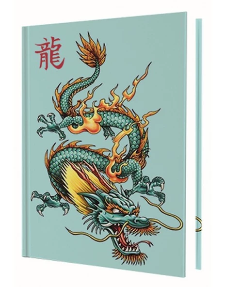 Deffter Chınese Green Dragon 96 Yaprak Çizgili Sert Kapak Defter