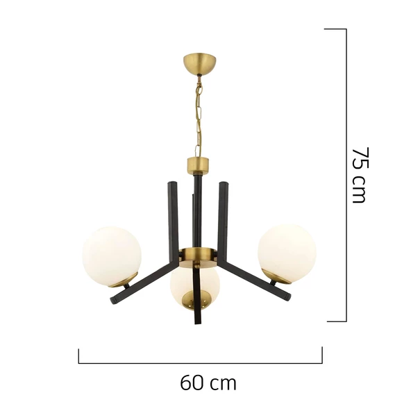 Apliqa Morgan 3 Lü Eskitme Siyah Modern Yatak Odası Mutfak Oturma Odası Salon Avize - Resim 3