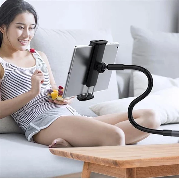 Coofbe Klipsli Ayarlanabilir 360 Döner Masa Dolap Yatak Kenarı Tablet Tutucu Tablet Stand Telefon Tutucu - 3