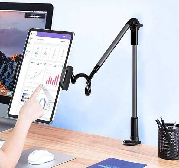 Coofbe Klipsli Ayarlanabilir 360 Döner Masa Dolap Yatak Kenarı Tablet Tutucu Tablet Stand Telefon Tutucu - 12