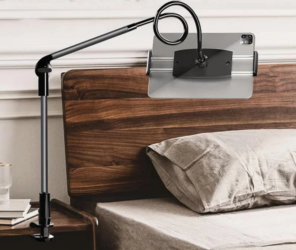 Coofbe Klipsli Ayarlanabilir 360 Döner Masa Dolap Yatak Kenarı Tablet Tutucu Tablet Stand Telefon Tutucu - 5