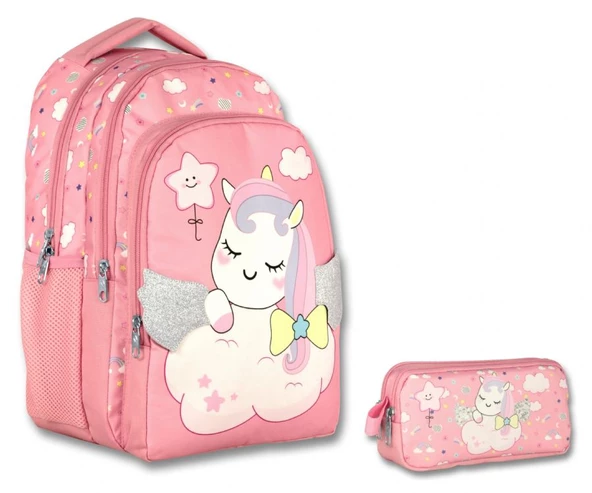 Cennec Işıltılı Kanatlar  İlkokul Çantası Ve Kalemlik Seti ürün görseli