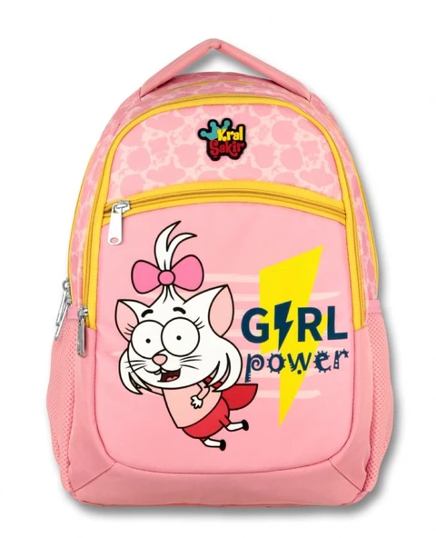Ümit Çanta Kral Şakir Pembe Girl Power Kız Çocuk Üçlü İlkokul Çanta Seti - Resim 2