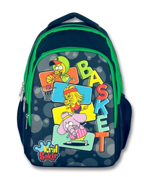 Kral Şakir Basket Baskılı Üçlü İlkokul Çanta Seti - Lacivert/Yeşil - Erkek Çocuk - Resim 2