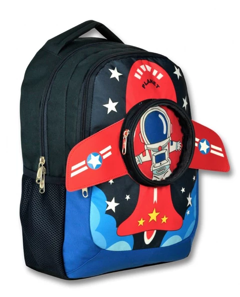 Cennec 3D Astronot Baskılı ve Kanatlı Okul Çantası - Lacivert - Erkek Çocuk ürün görseli