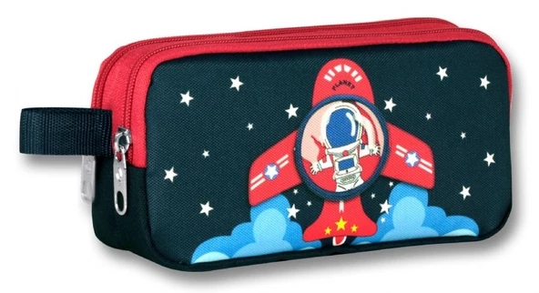 Cennec 3D Astronot Baskılı ve Kanatlı Okul Çantası Beslenme Çantası ve Kalem Çantası Seti - Lacivert - Erkek Çocuk - Resim 4