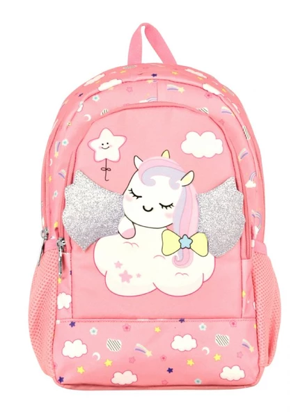 Ümit Çanta Cennec Simli Kanatlar Unicorn Kız Çocuk Pembe Anaokulu Çantası - 2