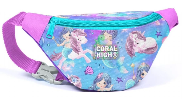 Coral High Mor Pembe Unicorn Baskılı Kız Çocuk Bel Çantası