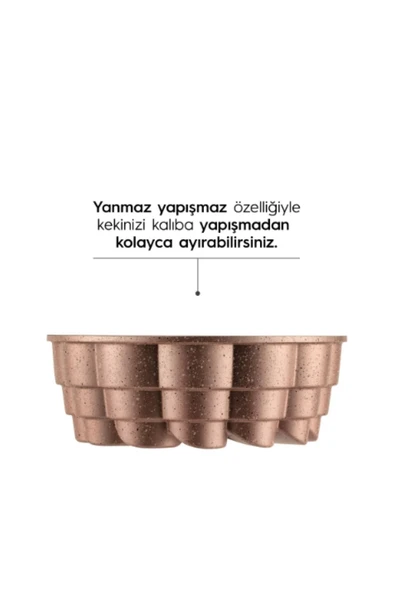 Nehir Manolya Aleminyum Döküm 25 cm Kek kalıbı Rose Gold - 3