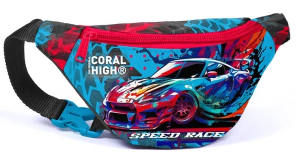 Coral High Gri Mavi Yarış Arabası Desenli Erkek Çocuk Okul Beslenme Kalemlik ve Bel Çantası Seti - İlkokul İçin Uygun - Resim 5