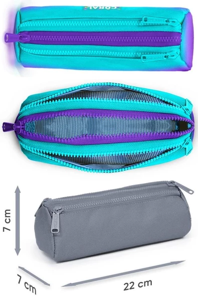 Coral High Erkek Çocuk Turkuaz Mor Renk Geçişli Desenli İlkokul Okul Çanta Seti ve Bel Çantası - Resim 4