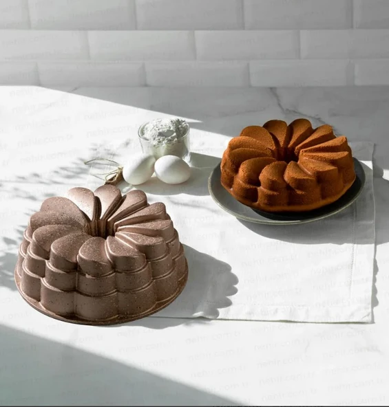 Nehir Manolya Aleminyum Döküm 25 cm Kek kalıbı Rose Gold - 1