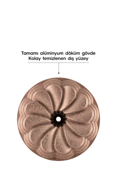 Nehir Manolya Aleminyum Döküm 25 cm Kek kalıbı Rose Gold - 4