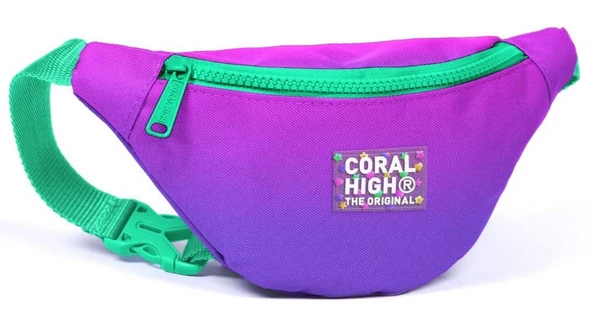Coral High Pembe Mor Renk Geçişli Baskılı Kız Çocuk Bel Çantası
