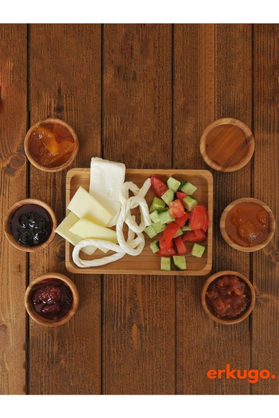 6 Adet Bambu Sunum Kasesi, Çerezlik, Kase, Servis Kasesi, Sosluk, Reçel Kasesi - 6