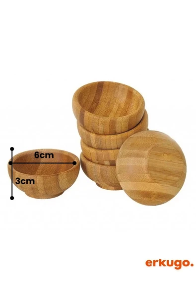 6 Adet Bambu Sunum Kasesi, Çerezlik, Kase, Servis Kasesi, Sosluk, Reçel Kasesi - 7