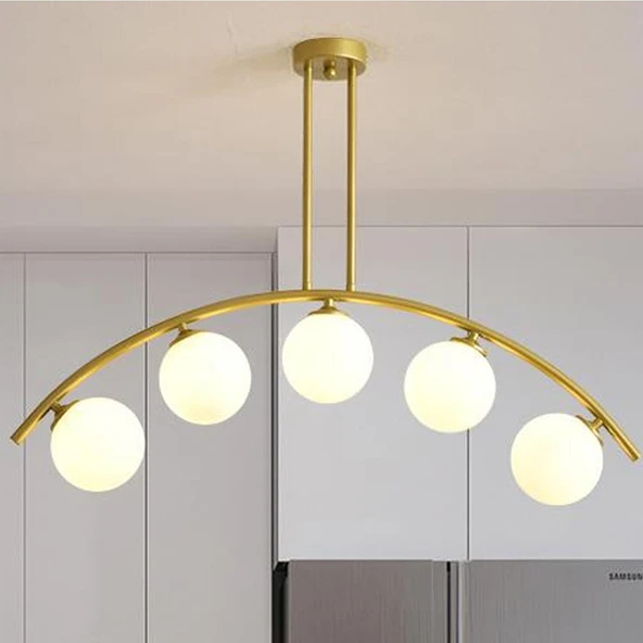 Fralde 5 Li Gold Modern Mutfak Cafe Restoran için Uygun Retro Salon Avize - Resim 2