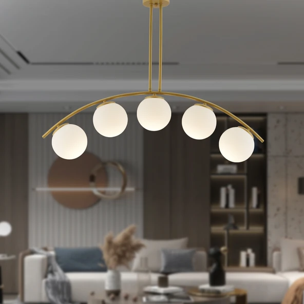 Fralde 5 Li Gold Modern Mutfak Cafe Restoran için Uygun Retro Salon Avize ürün görseli 1