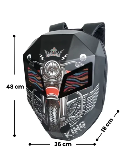 Road King Led Gözlü Motor Sırt Çantası, Sırt Çantası, Telefon Kontrol Kask Taşıma Çantası, Led Çanta - 8