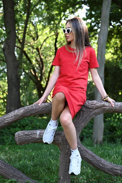 Kadın Kolye Aksesuar Detaylı İkili Etek Takım 3381 - 10