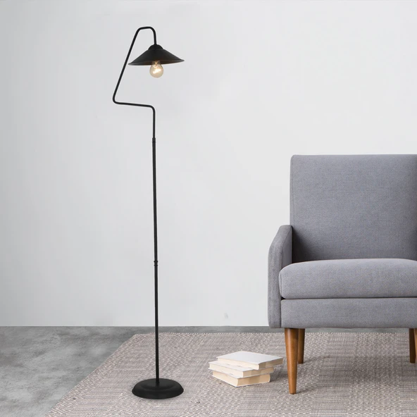 Helga Siyah Modern Tasarım Retro Metal Lambader ürün görseli 1