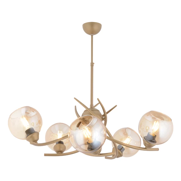 Apliqa Pireal 5'li Yuvarlak Eskitme Bal Camlı Modern Oturma Odası Salon Avize - 2