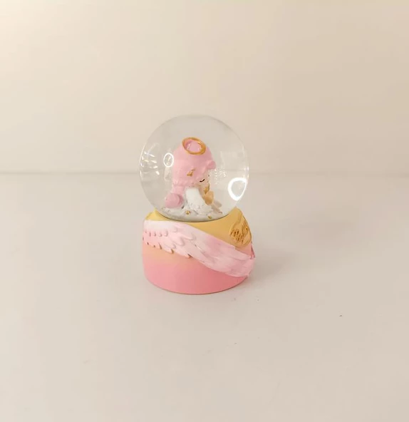 Kar Küresi Işıklı Melek Kar Küresi Ev Ofis Dekor Biblo Obje - 3