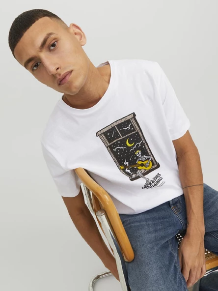 JACK JONES Erkek İskelet Baskılı Tişört 12241950 - Resim 6