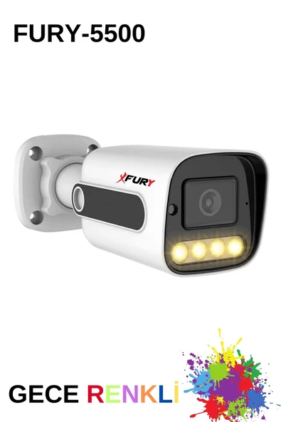 FURY 5 Kamera 1080P Görüntü Gece Renkli Full Hd 4xUltra Led Gece Renkli Güvenlik Kamera Seti 1TB - 4