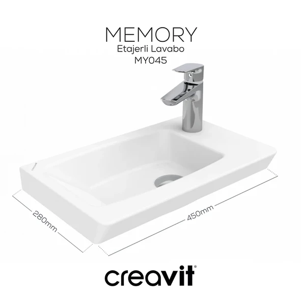 CREAVİT MY045 Memory 45 cm Lavabo - 3