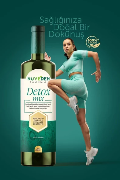 NÜVEDEN Detox Sirke Prebiyotik Ödem Atmaya Ve Kilo Vermeye Yardımcı Kayısı Pulplu 250 ml