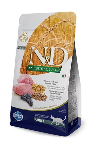 N&D Düşük Tahıllı Kuzu Etli Ve Yaban Mersinli Yetişkin Kedi Maması 1,5 Kg