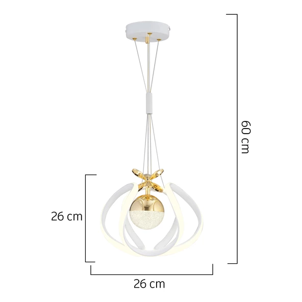 Apliqa Pelin Tekli Beyaz Gold 3 Renkli 39 Watt Ledli Modern Oturma Odası, Koridor, Salon Led Avize - 5