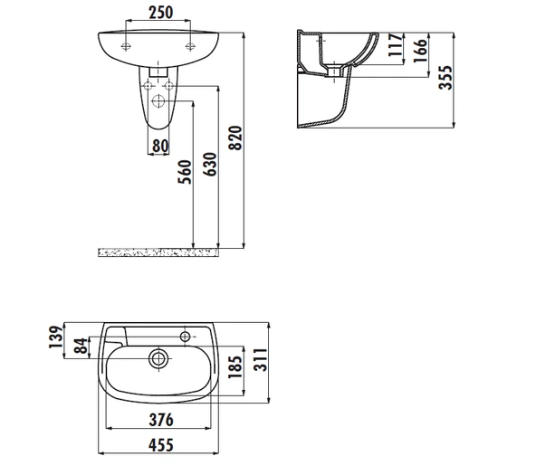 Creavit TP030 Yarım Ayak Oval Lavabo 30X45 cm Beyaz - 2