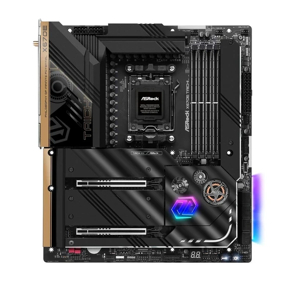 ASROCK X670E TAICHI Amd X670E Soket AM5 DDR5 6600Mhz (O.C) Wi-Fi 6E M.2 E-ATX Anakart - Resim 5