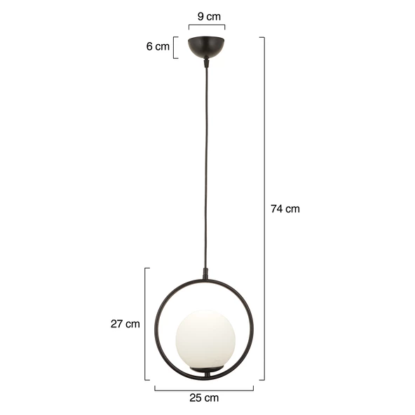 Apliqa Luis Tekli Siyah Sarkıt Beyaz Camlı Modern Sarkıt Mutfak Salon Sarkıt Avize - 9