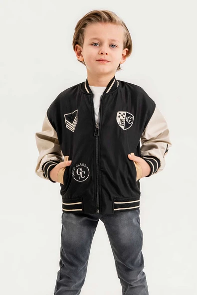 Gold Class Nakışlı Çift Cepli Su Geçirmez Kolej Erkek Çocuk Ceket - 4