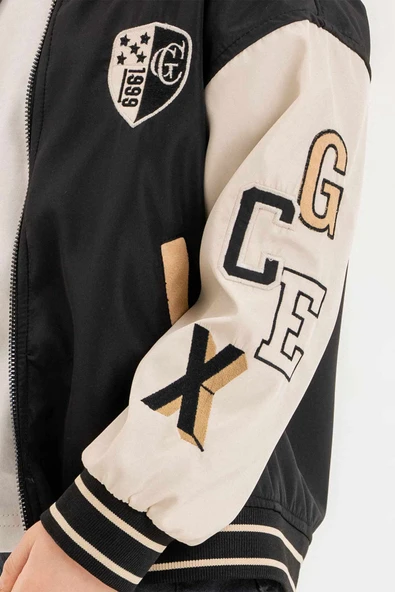 Gold Class Nakışlı Çift Cepli Su Geçirmez Kolej Erkek Çocuk Ceket - Resim 6