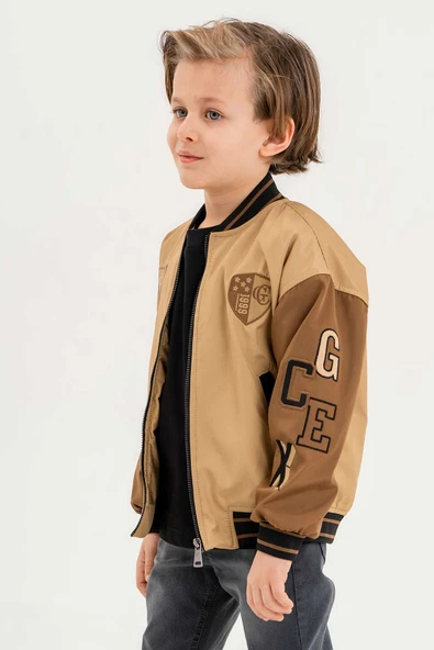 Gold Class Nakışlı Çift Cepli Su Geçirmez Kolej Erkek Çocuk Ceket - Resim 2