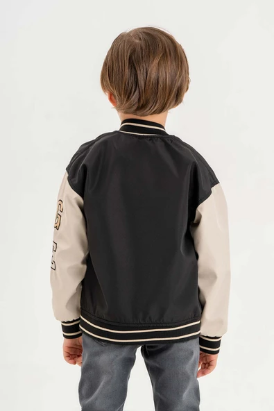 Gold Class Nakışlı Çift Cepli Su Geçirmez Kolej Erkek Çocuk Ceket - 5